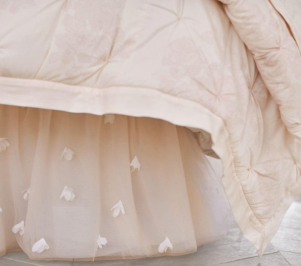 Monique Lhuillier Blush Pink Ethereal Bed Skirt Pottery Barn Kids AU